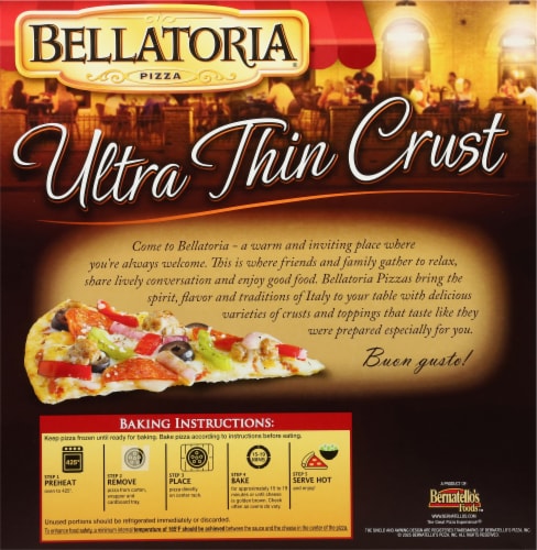 Bellatoria® Ultimate Supreme Ultra Thin Crust Frozen Pizza Perspective: back