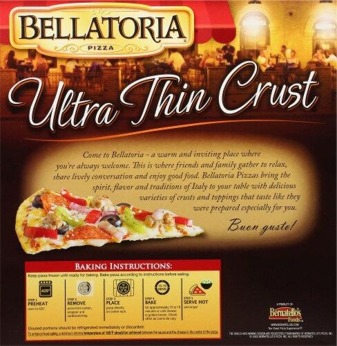 Bellatoria® Ultimate Supreme Ultra Thin Crust Frozen Pizza Perspective: back