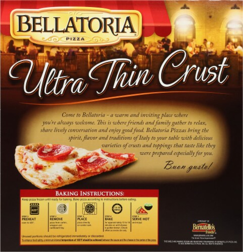 Bellatoria® Meat Trio Ultra Thin Crust Frozen Pizza Perspective: back