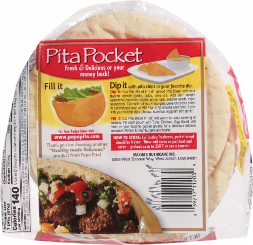 Papa Pita White Greek Pockets Perspective: back
