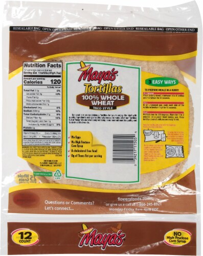 Maya's® Whole Wheat Taco Style Tortillas Perspective: back