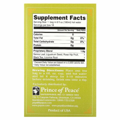 Prince of Peace Herbal Tea Detox 18 Tea Bag - 1.14 oz (32.4 g) Perspective: back