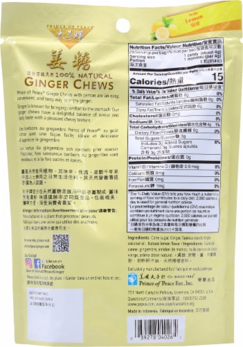 Prince Of Peace - Chews Ginger Lemon - 1 Each - 4 OZ - Pack of 3 Perspective: back