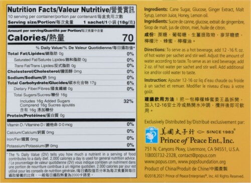 Prince of Peace Lemon Ginger Honey Crystals Instant Beverage Perspective: back