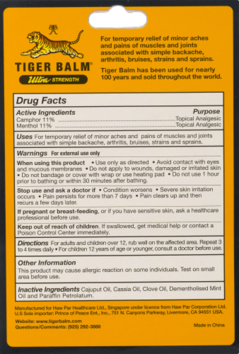 Tiger Balm Ultra Strength Sports Rub Pain Relieving Ointment Perspective: back