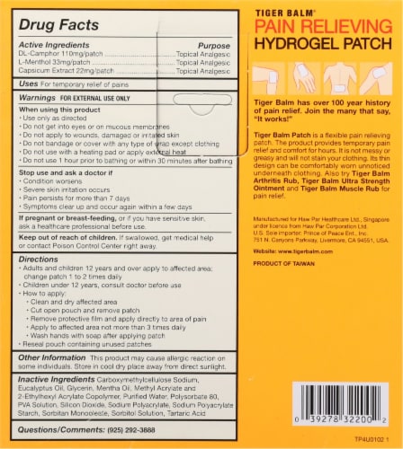 Tiger Balm Pain Relieving Patches Perspective: back