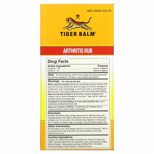 Tiger Balm Arthritis Rub Perspective: back