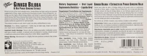 Prince of Peace Ginkgo Biloba & Red Panax Ginseng Extract Perspective: back