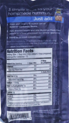Bush's Best Hummus Made Easy Classic Perspective: back
