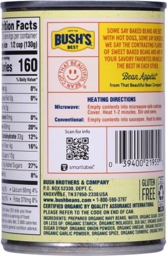 Bush's Best® Organic Baked Beans Perspective: back