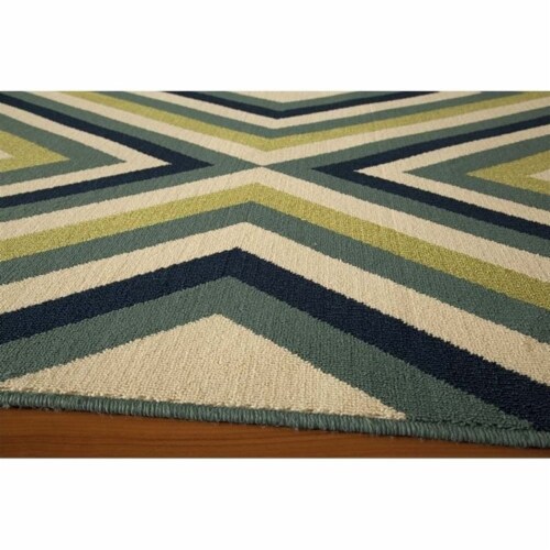 Momeni Baja Zig-Zag Area Rug - Cream/Green/Blue Perspective: back