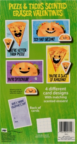 Mello Smello Pizza & Tacos Scented Erasers Valentine Kit Perspective: back