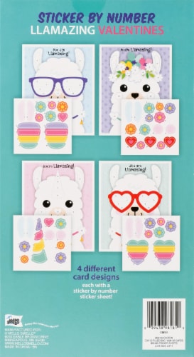 Mello Smello® Llamazing Sticker By Number Valentines Perspective: back