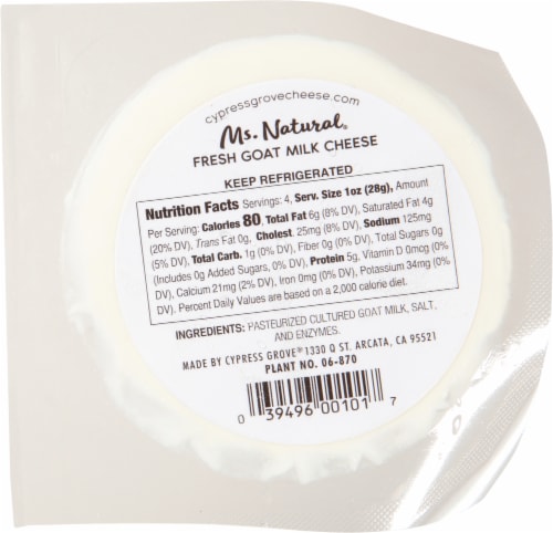 Cypress Grove Chevre Ms. Natural Fresh Goat Milk Cheese Perspective: back
