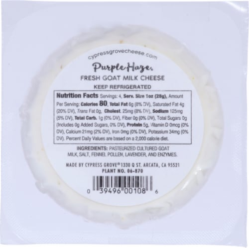 Cypress Grove® Purple Haze® Goat Cheese Perspective: back