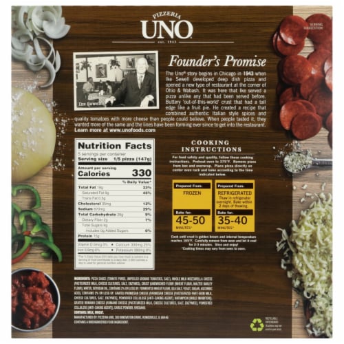 Uno® Nine Inch Deep Dish Chicago Style Cheese Pizza Perspective: back