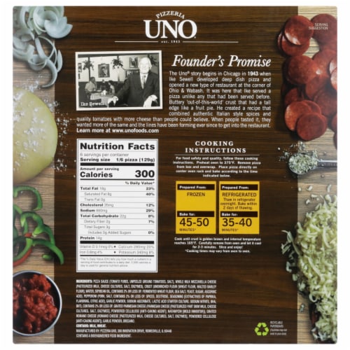 Uno Foods Deep Dish Chicago Style Frozen Pepperoni Pizza Perspective: back