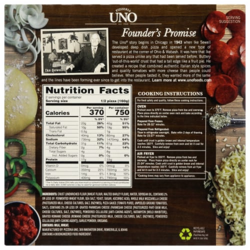 Uno® Six Inch Deep Dish Chicago Style Cheese Pizza Perspective: back