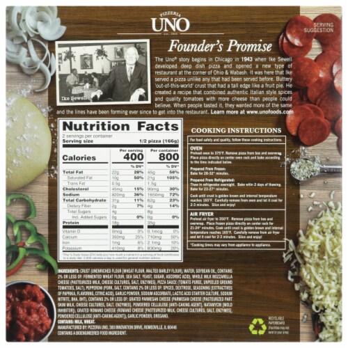 Uno® Six Inch Deep Dish Chicago Style Pepperoni Pizza Perspective: back