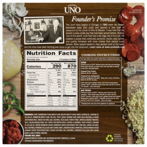 Uno® Six Inch Deep Dish Chicago Style Sausage Pizza Perspective: back