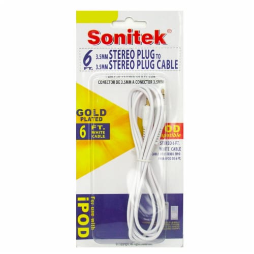 2 Pc Aux Auxiliary Cable 3.5mm Male to Male Auxiliary 6Ft Audio Jack Cord White Perspective: back