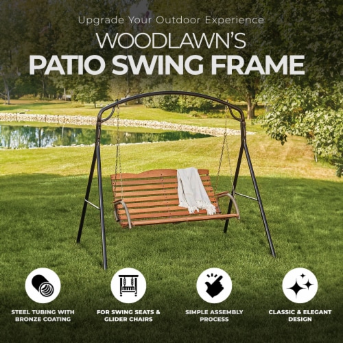 Woodlawn Patio Swing Frame with Steel Tubing and Powder Coated Finish, Bronze Perspective: back
