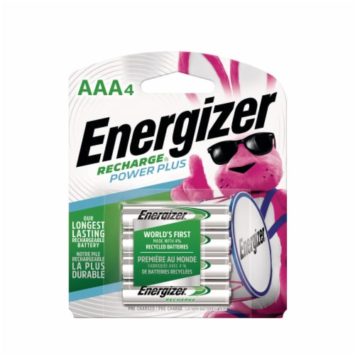 Energizer Rechargeable AAA Batteries 4 Pack 800 mAh Triple A Batteries Perspective: back
