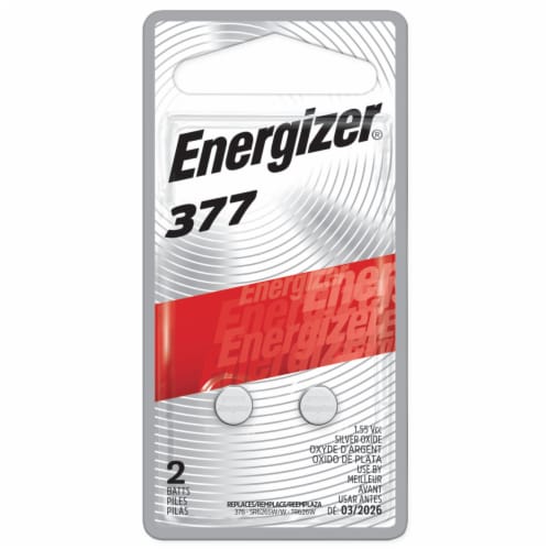 Energizer Watch Electronic Silver Oxide 377 Batteries - 2 Pack Perspective: back