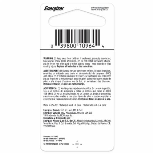 Energizer Watch Electronic Silver Oxide 377 Battery - 1 Pack Perspective: back