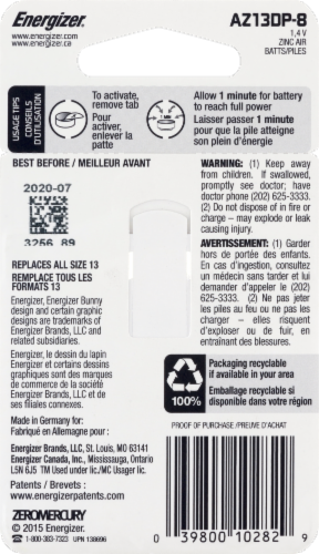 Energizer® EZ Turn and Lock Hearing Aid Batteries - Size 13 Perspective: back