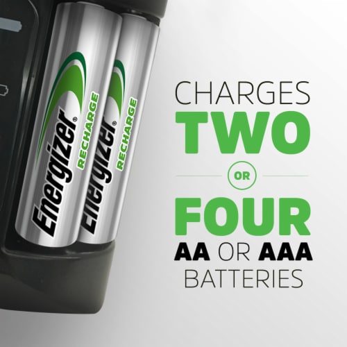 Energizer Recharge Pro Battery Charger AA and AAA batteries with 4 AA NiMH Rechargeable Batteries Perspective: back
