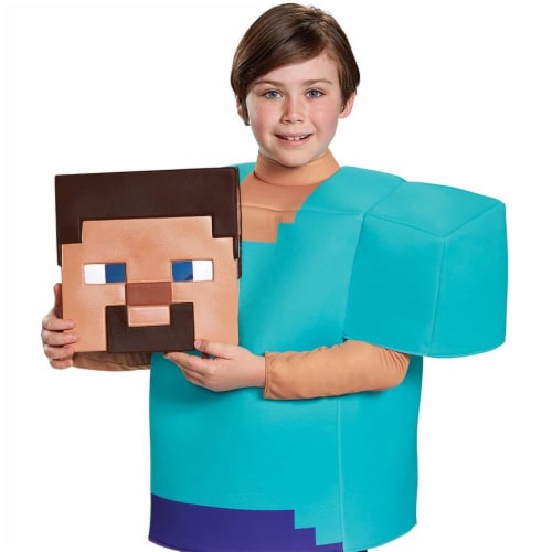Disguise Steve Classic Minecraft Costume, Multicolor, Small (4-6) Perspective: back