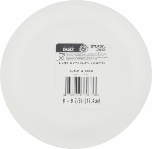 Party Creations Luncheon Plate Pack - Black Gold Perspective: back
