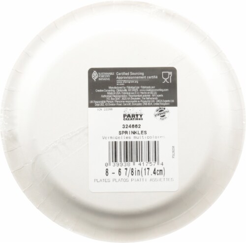 Creative Converting Sprinkles Lunch Plates Perspective: back
