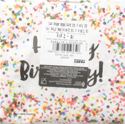 Creative Converting Happy Birthday Sprinkles Lunch Napkins Perspective: back