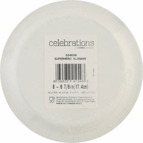 Hoffmaster Group Superhero Slogans Luncheon Plate Perspective: back