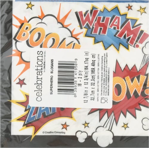 Creative Converting Superhero Slogans Luncheon Napkins Perspective: back