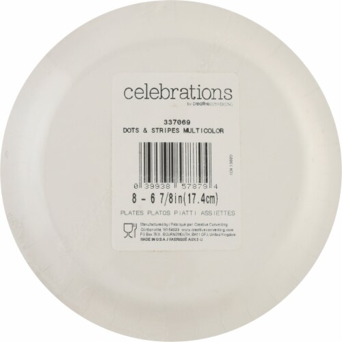 Creative Converting Dots & Stripes Lunch Plates Perspective: back