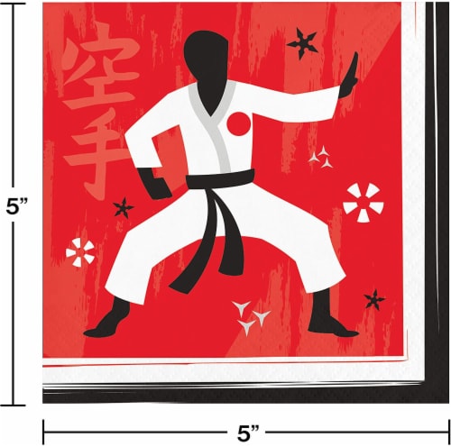Creative Converting 346245 5 x 5 in. Karate Party Beverage 1 by 4 Fold 2-Ply Tissue Napkins - Perspective: back