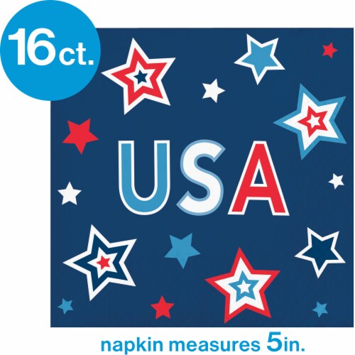 Creative Converting Patriotic Party 2-Ply Paper Cocktail Napkins - 16 Pack Perspective: back