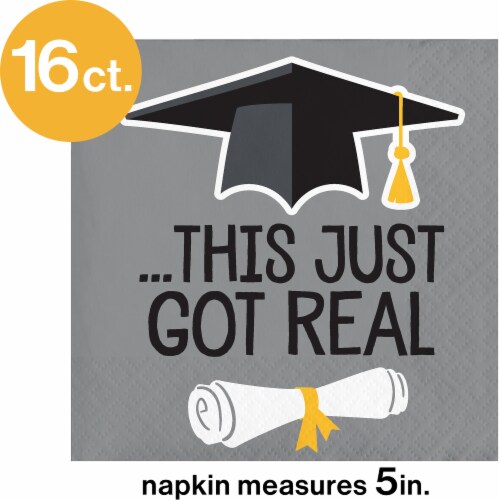 Creative Converting Graduation Fun 2-Ply Paper Cocktail Napkins - 16 Pack Perspective: back