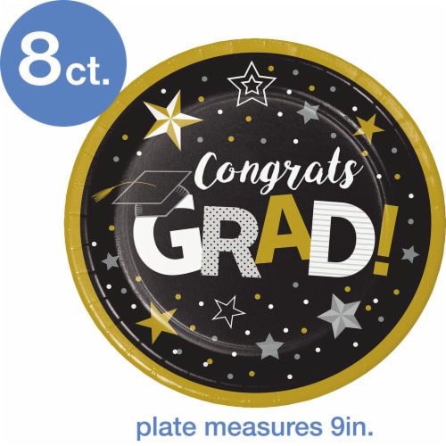 Creative Converting Congrats Grad Paper Plates Perspective: back