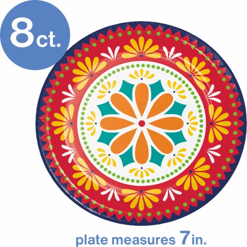 Creative Converting Cinco de Mayo Fiesta Pottery Paper Plates Perspective: back