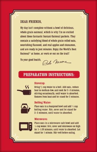 Bob's Red Mill® Gluten Free Apple Pieces & Cinnamon Instant Oatmeal Packets Perspective: back
