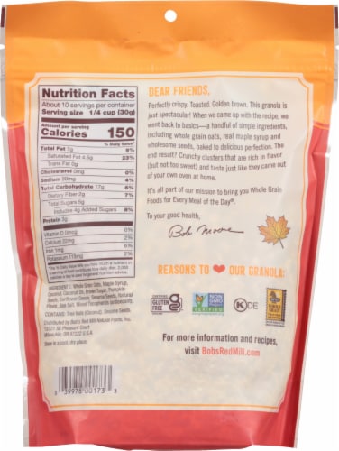 Bob's Red Mill Gluten Free Homestyle Maple Sea Salt Granola Perspective: back