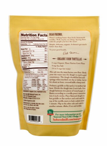 Bob's Red Mill Organic Masa Harina Corn Flour Perspective: back