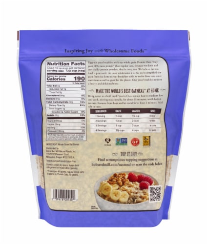 Bob's Red Mill Gluten Free Protein Oats Perspective: back