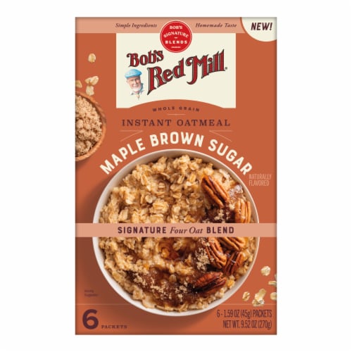 Bob's Red Mill Whole Grain Maple Brown Sugar Instant Oatmeal Packets Perspective: back