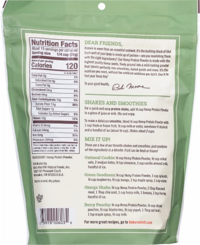 Bob's Red Mill® Hemp Protein Powder Perspective: back