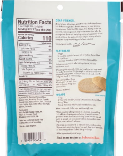 Bob's Red Mill Grain Free Flatbread Mix Perspective: back